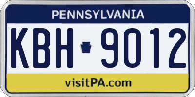 PA license plate KBH9012