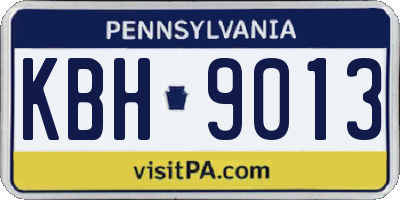 PA license plate KBH9013