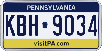 PA license plate KBH9034