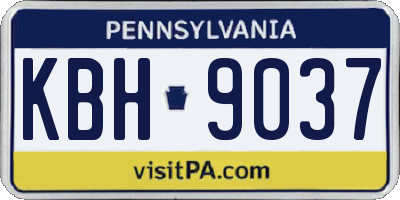 PA license plate KBH9037
