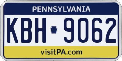 PA license plate KBH9062