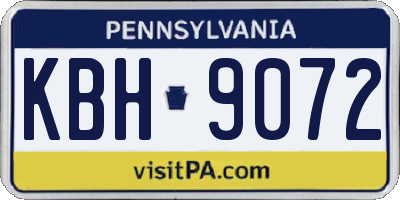 PA license plate KBH9072