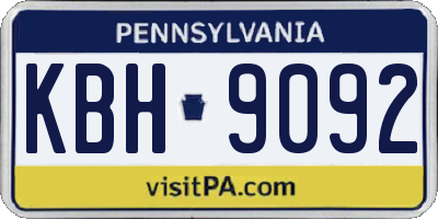 PA license plate KBH9092