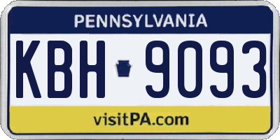 PA license plate KBH9093