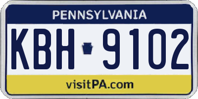PA license plate KBH9102