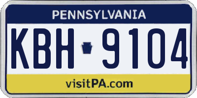 PA license plate KBH9104