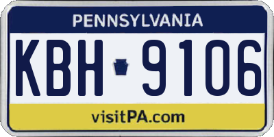 PA license plate KBH9106