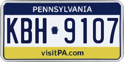 PA license plate KBH9107