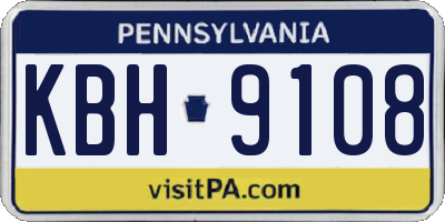 PA license plate KBH9108