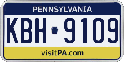 PA license plate KBH9109