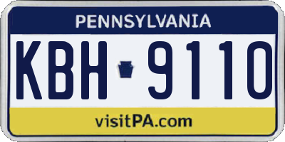 PA license plate KBH9110