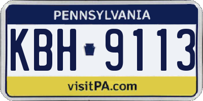 PA license plate KBH9113