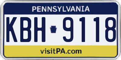 PA license plate KBH9118