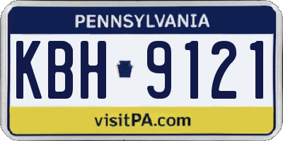 PA license plate KBH9121