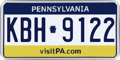 PA license plate KBH9122