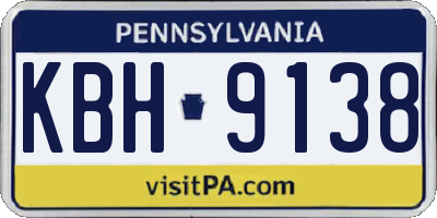PA license plate KBH9138