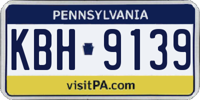 PA license plate KBH9139