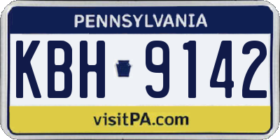 PA license plate KBH9142