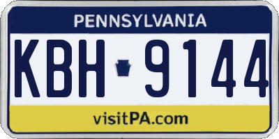 PA license plate KBH9144