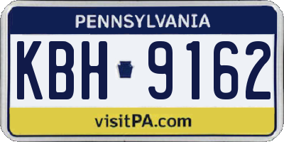 PA license plate KBH9162