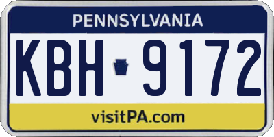 PA license plate KBH9172