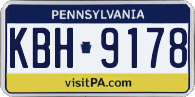 PA license plate KBH9178