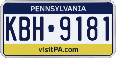 PA license plate KBH9181