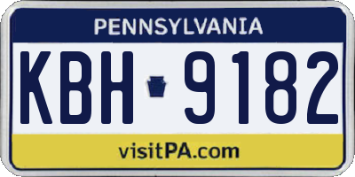 PA license plate KBH9182