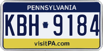 PA license plate KBH9184