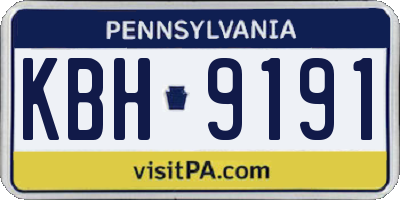 PA license plate KBH9191