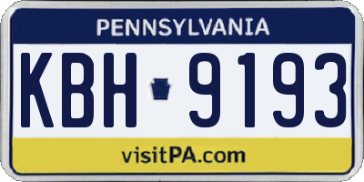 PA license plate KBH9193