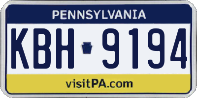 PA license plate KBH9194