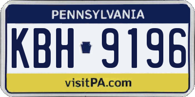 PA license plate KBH9196