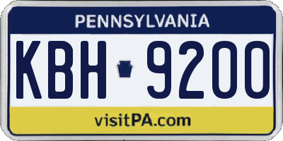 PA license plate KBH9200