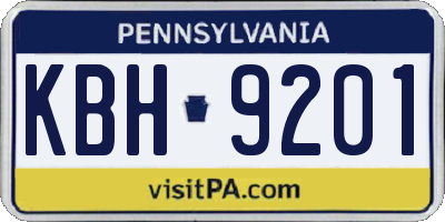 PA license plate KBH9201