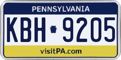 PA license plate KBH9205