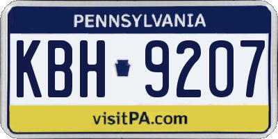 PA license plate KBH9207