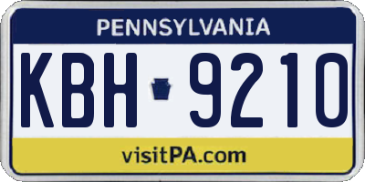 PA license plate KBH9210