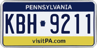 PA license plate KBH9211