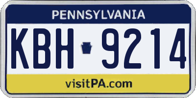 PA license plate KBH9214