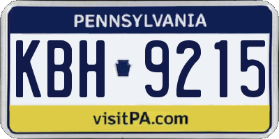 PA license plate KBH9215