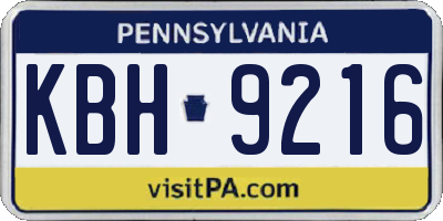 PA license plate KBH9216