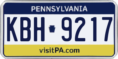 PA license plate KBH9217