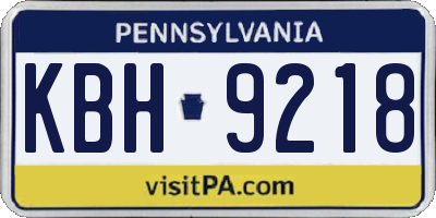 PA license plate KBH9218