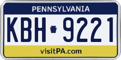 PA license plate KBH9221