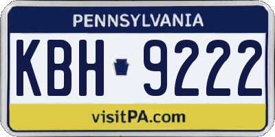 PA license plate KBH9222