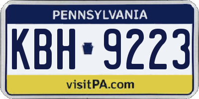 PA license plate KBH9223