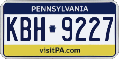 PA license plate KBH9227