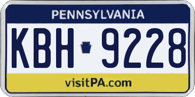 PA license plate KBH9228