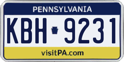 PA license plate KBH9231